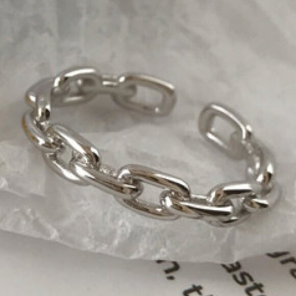 Jewelry - NEW 925 Sterling Silver Link Chain Adjustable Ring